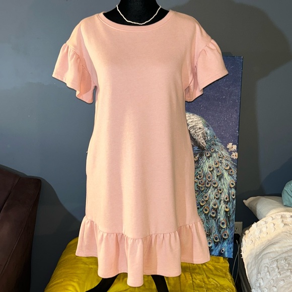 Loft Size S Pink Flutter Sleeve Dress - Picture 1 of 12